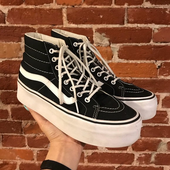 sk8 hi platform canvas black white